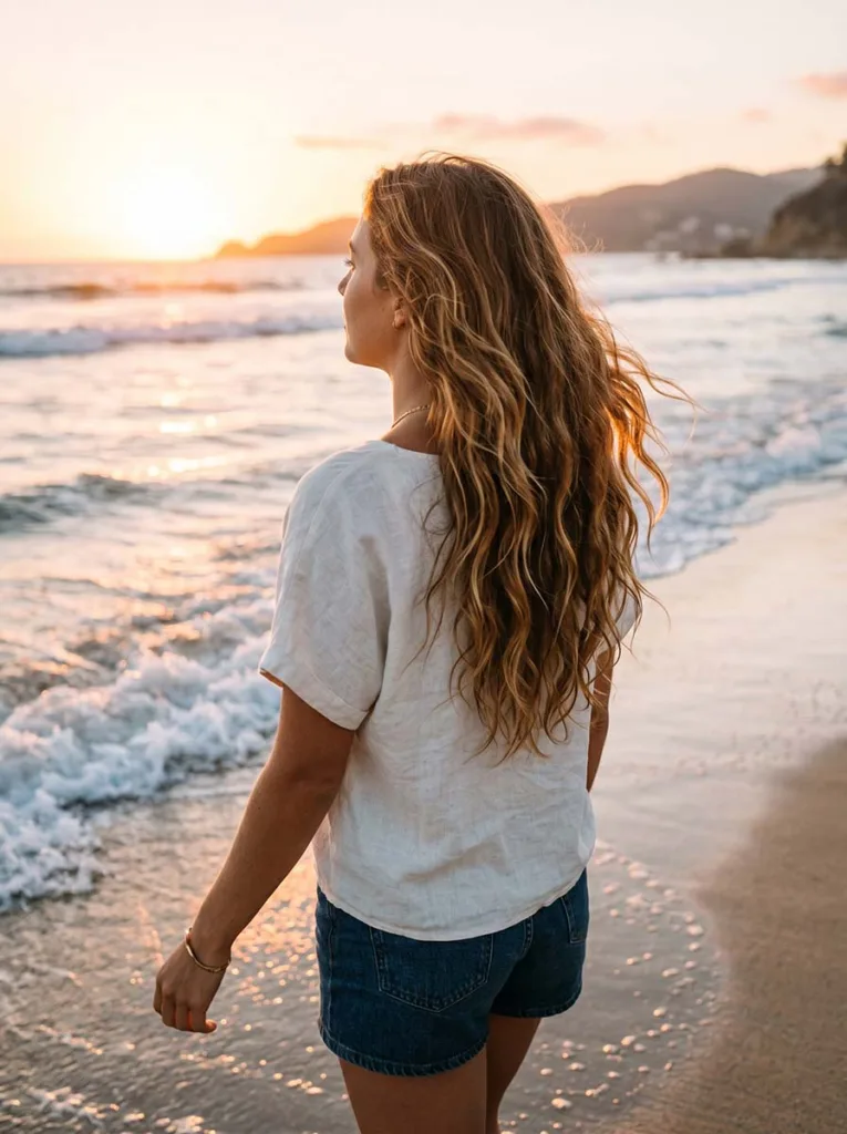 soft beach waves hairstyle for long hair — easy everyday style tutorial