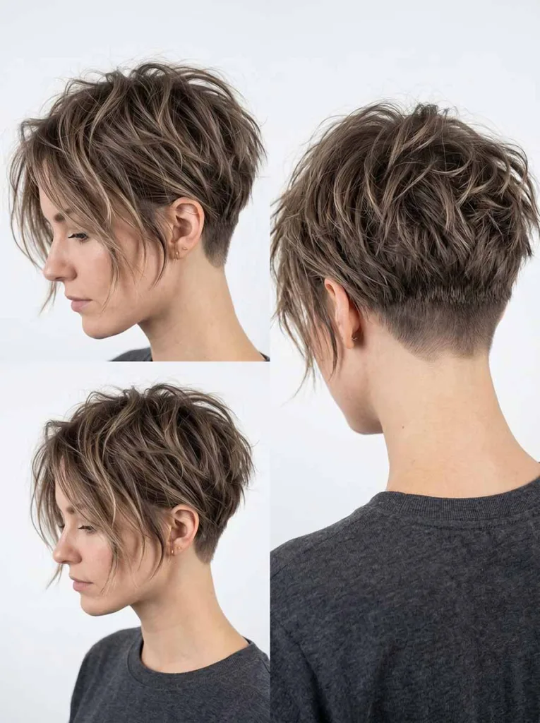bixie haircut 2026 — pixie bob with longer front pieces and short tapered nape