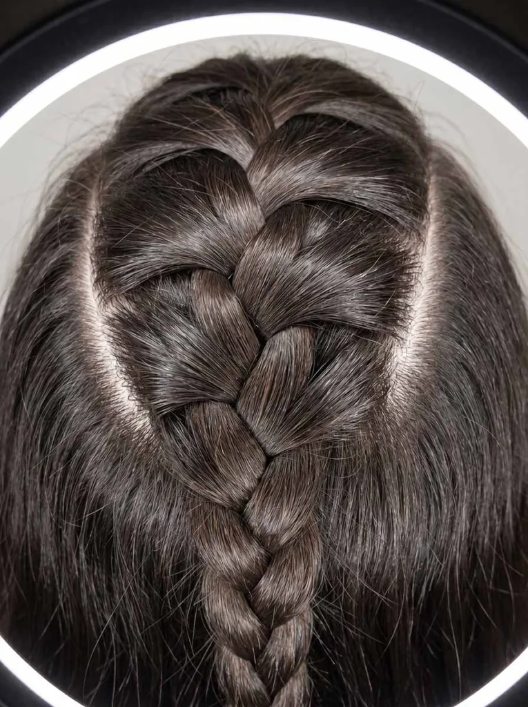 french braid close up detail shot easy beginner hairstyle