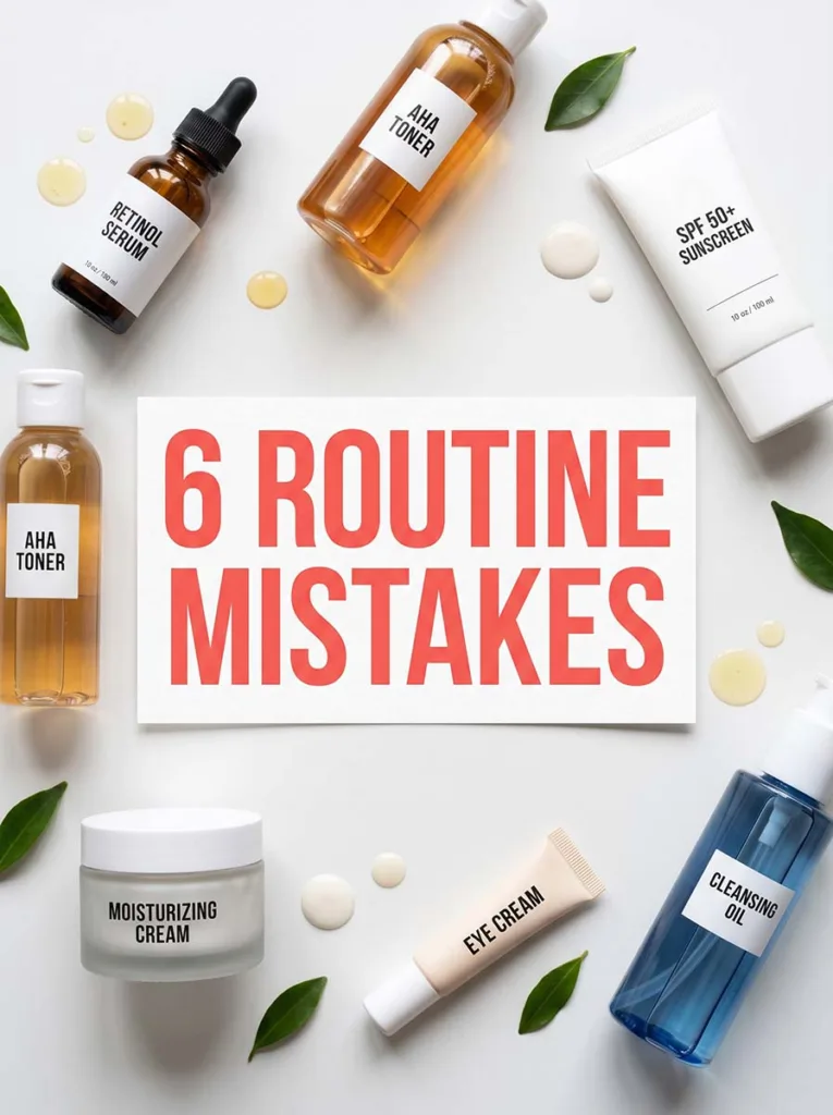 common skincare routine mistakes to avoid — wrong order over-exfoliation and skipping SPF
