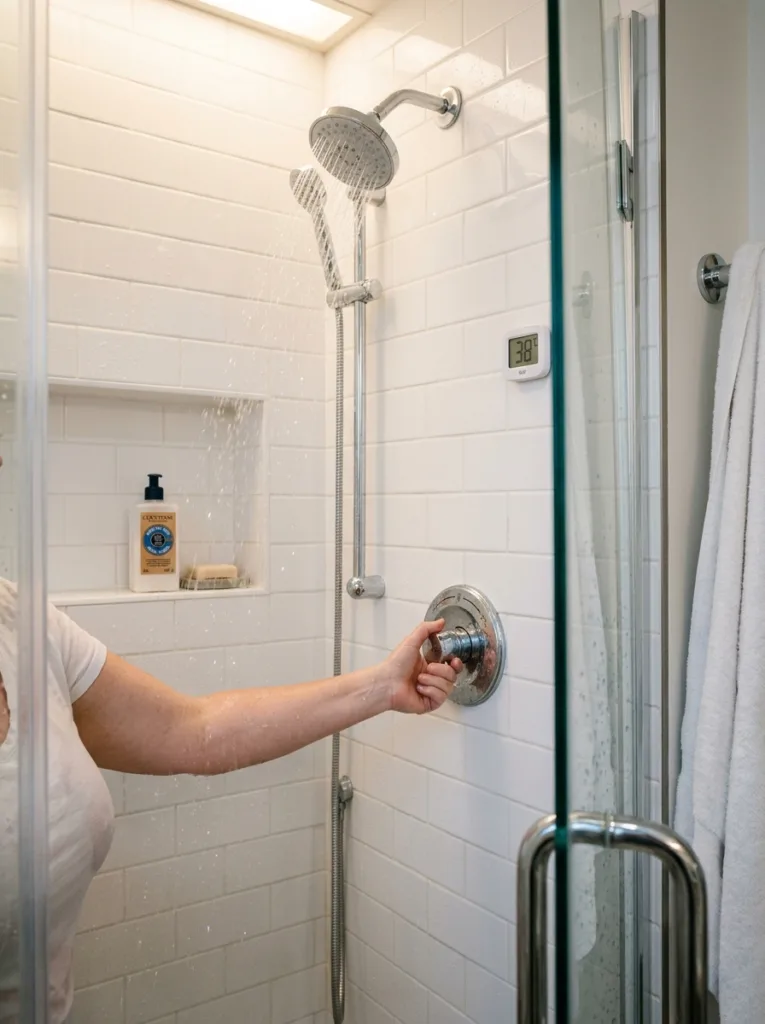 lukewarm shower running at 40 degrees for cold climate dry skin barrier protection