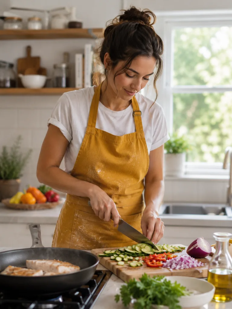 Preparing a balanced, protein-rich meal instead of a crash diet