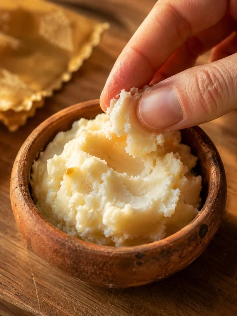 raw unrefined shea butter in small clay bowl with finger scooping for winter skin moisture barrier repair
