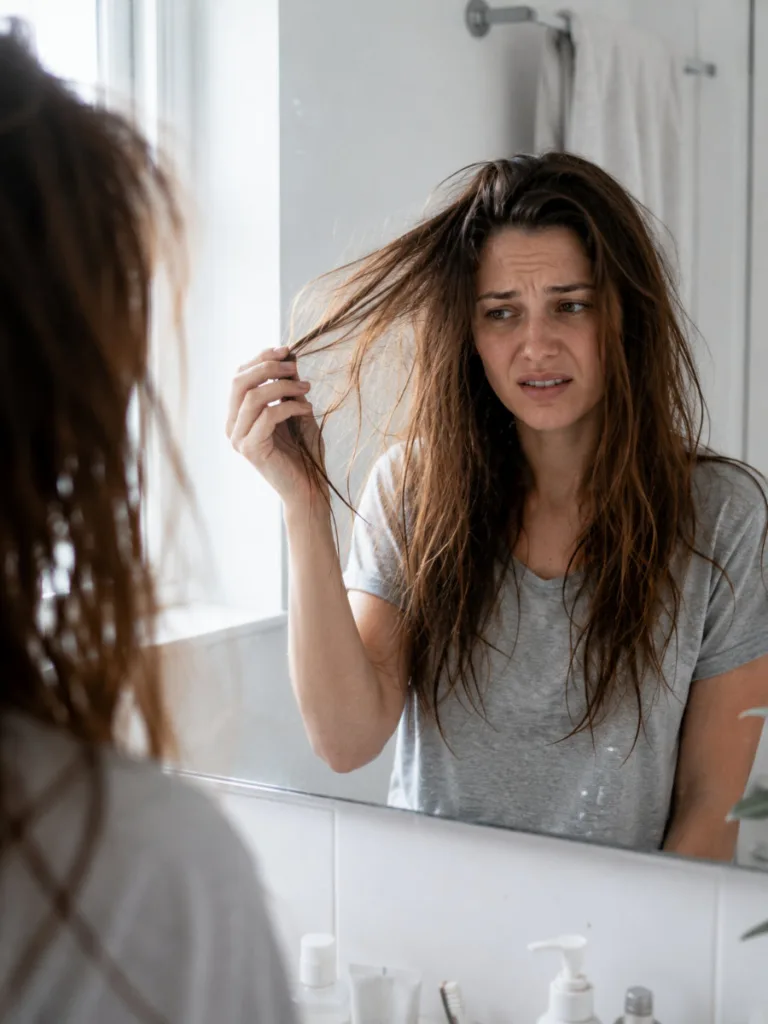 Tangled morning hair caused by common overnight hair care mistakes