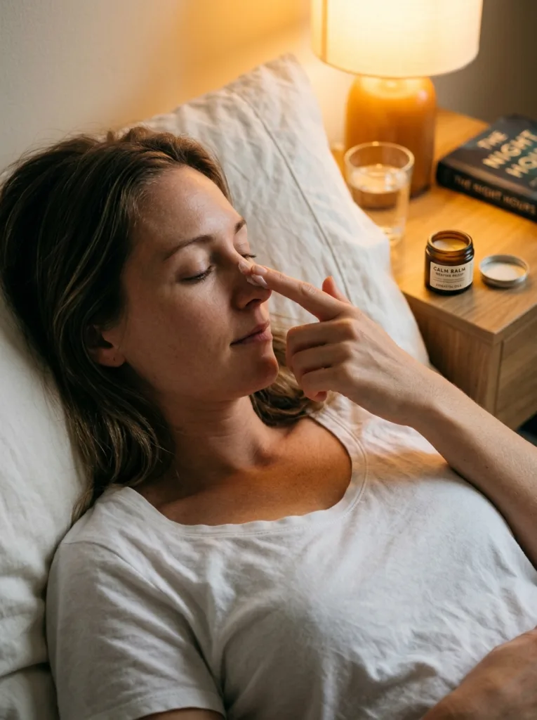 woman applying petroleum jelly occlusive layer on face before sleep for overnight skin barrier repair