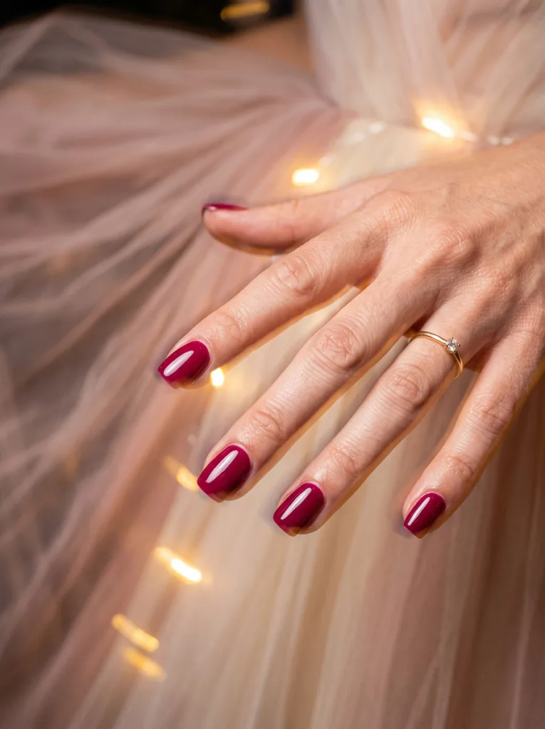 close-up of a chip-free wedding manicure holding up on the dance floor