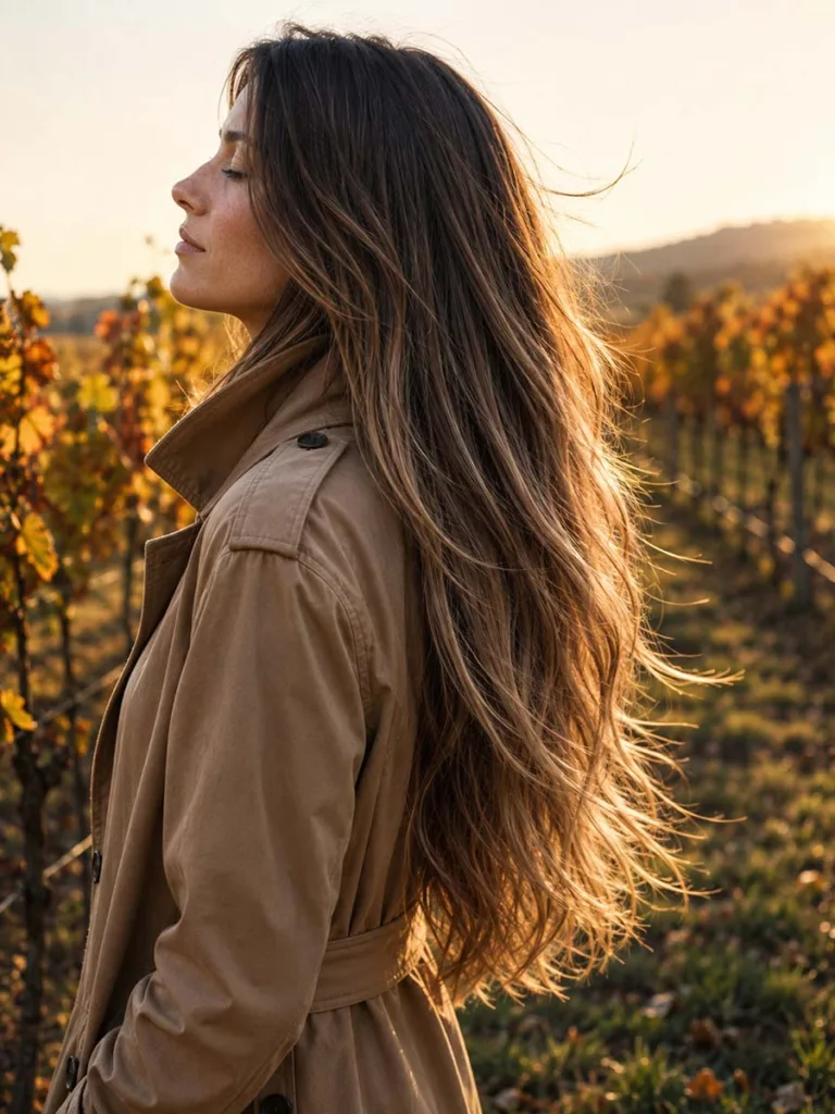 Bronde melt balayage transition from brown roots to light ends