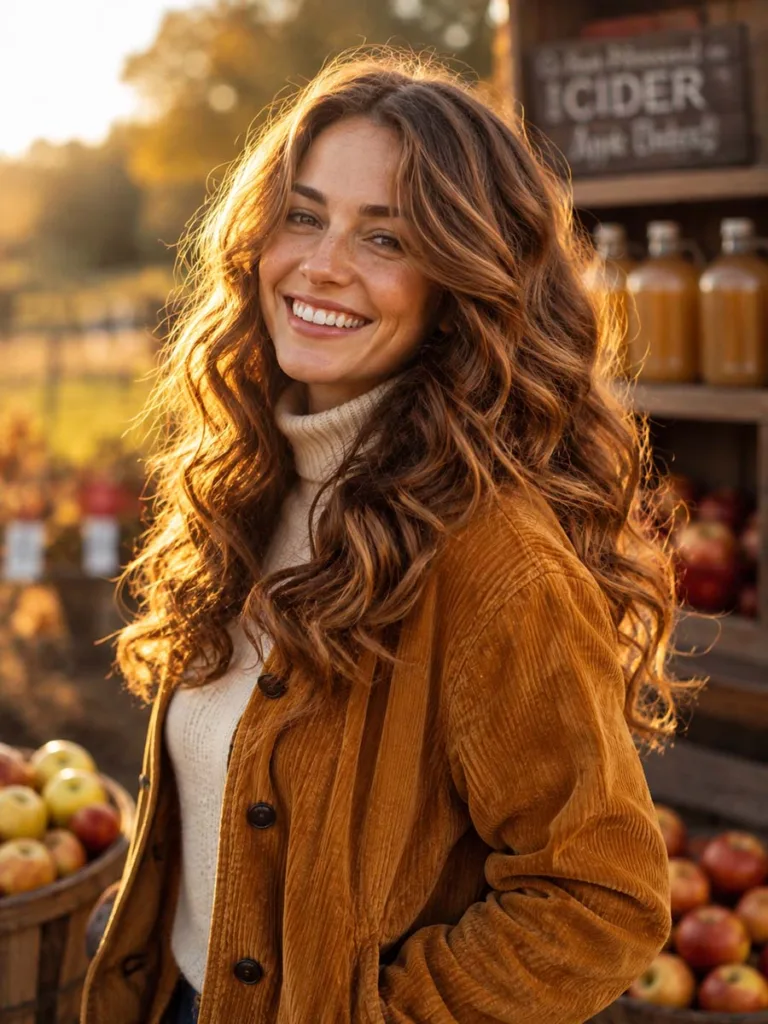 Amber cider balayage golden brunette highlights