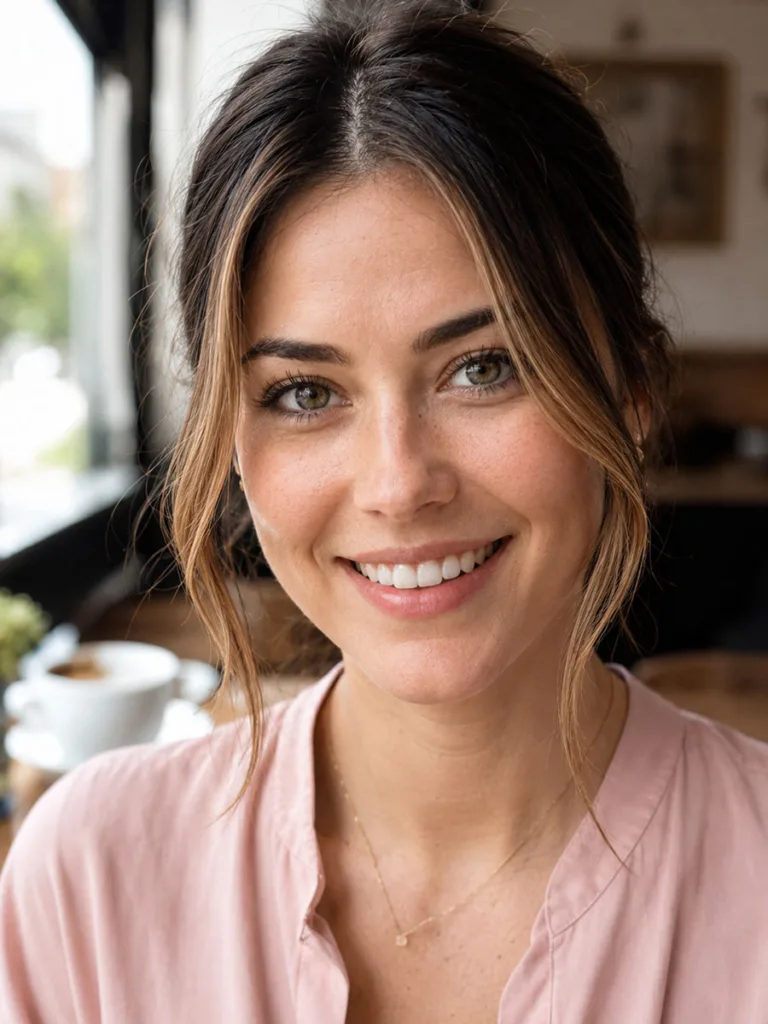 Face-framing caramel balayage highlights close-up