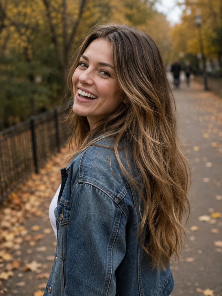 Golden root melt balayage fading into natural roots