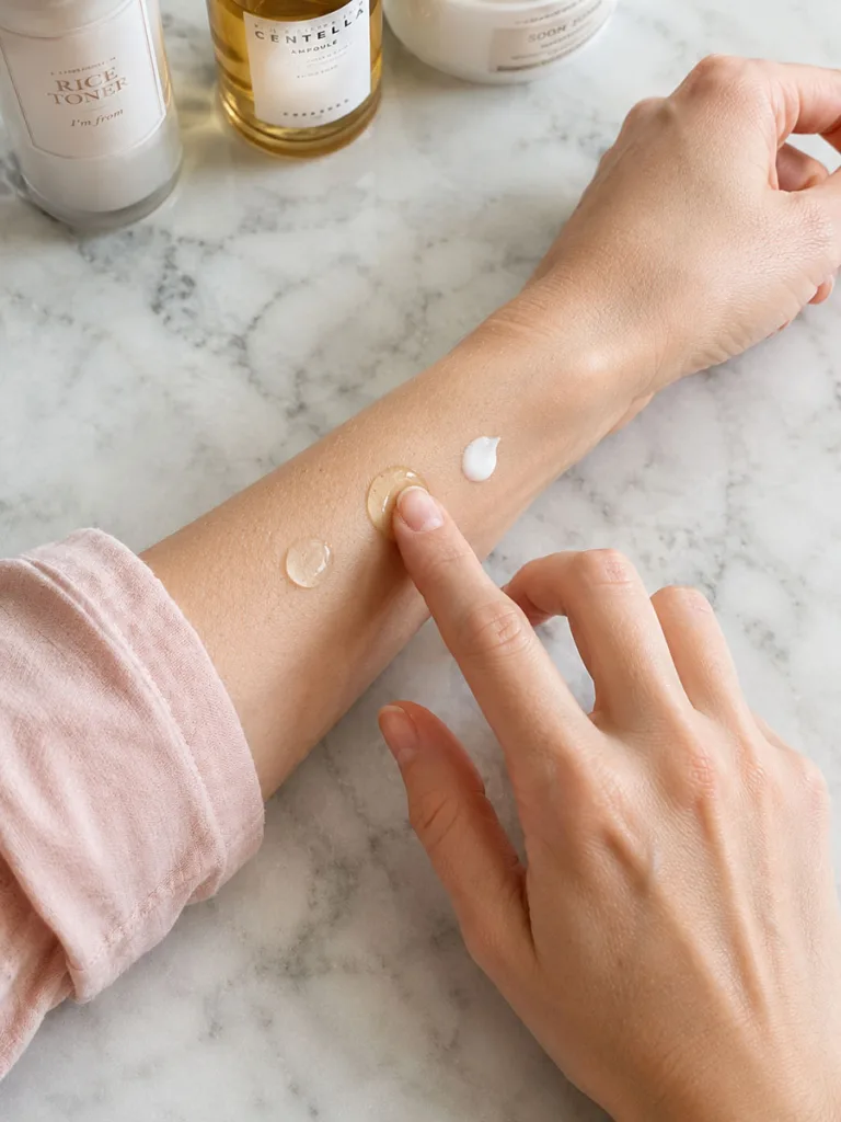 Demonstration of correct skincare layering order from thinnest to thickest texture