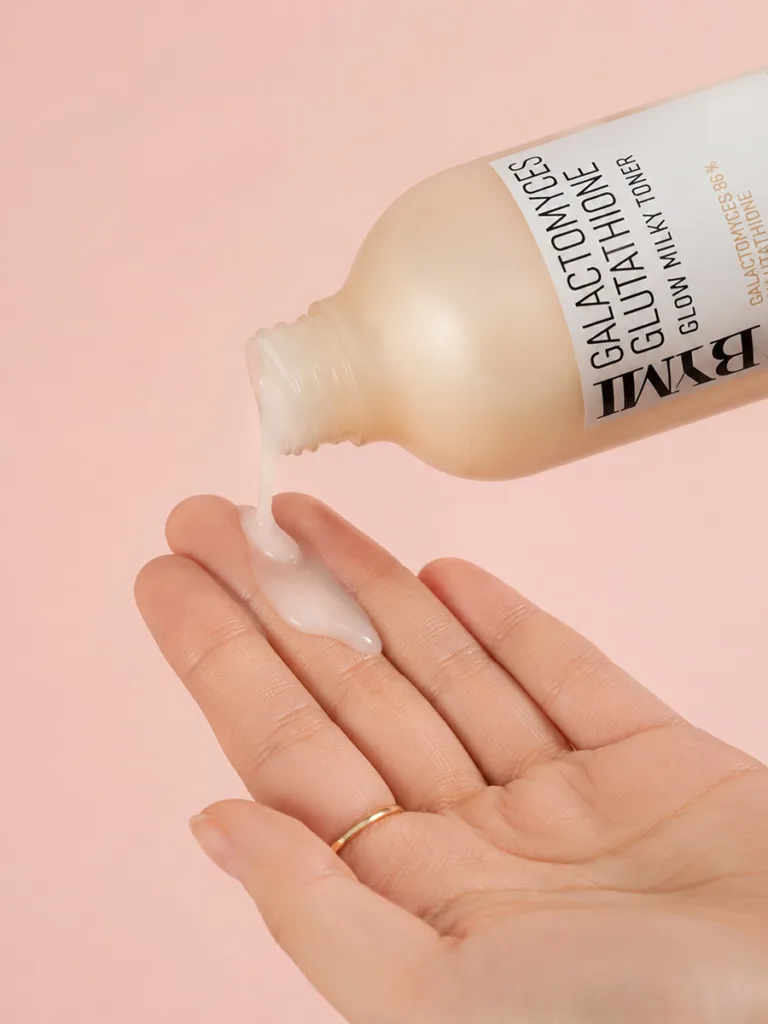 Milky Some By Mi galactomyces toner being poured onto fingertips