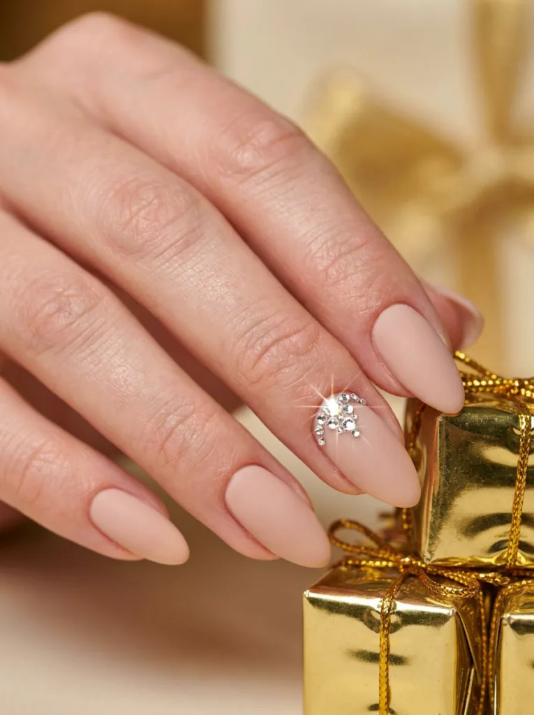 Rhinestone accent birthday nail with clustered crystal detail