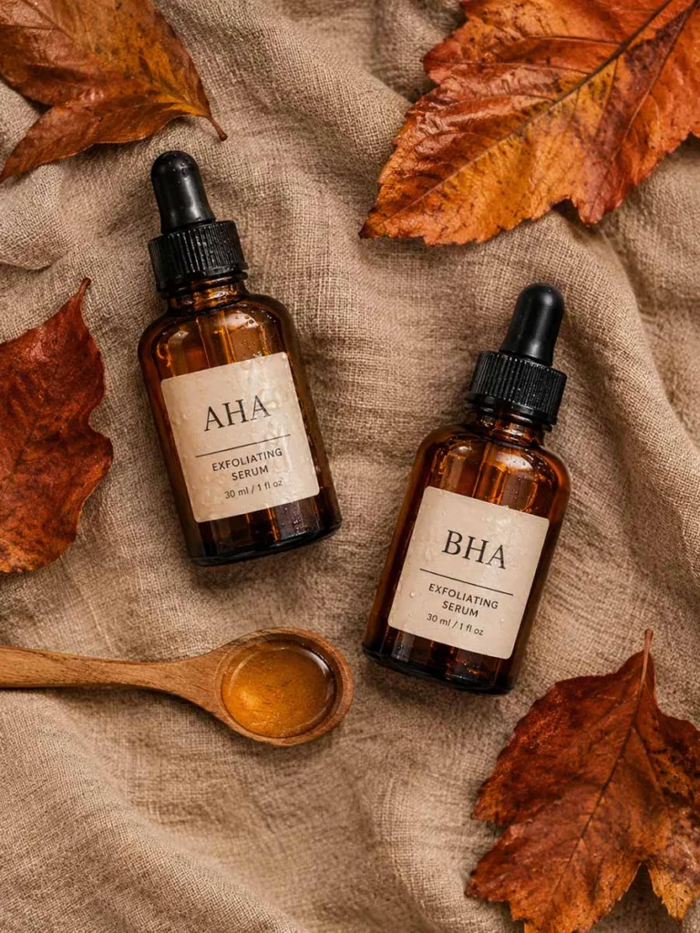 AHA and BHA exfoliating acids for different fall skin types