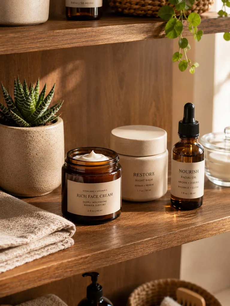 Skincare products stored at room temperature instead of the refrigerator
