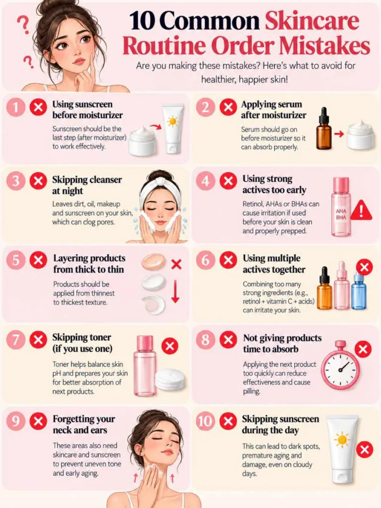 Common skincare routine order mistakes to avoid for better skin results