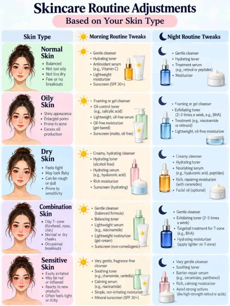 How to layer skincare by skin type including oily, dry, combination, and sensitive skin