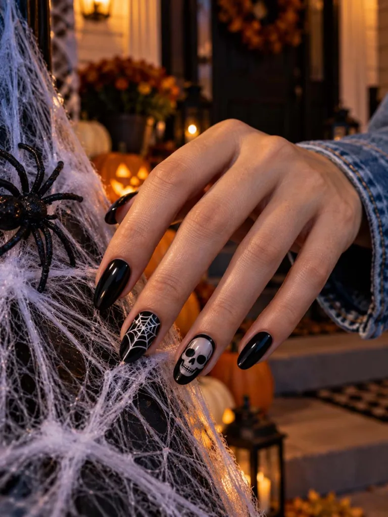 Skull With Spiderweb Accent