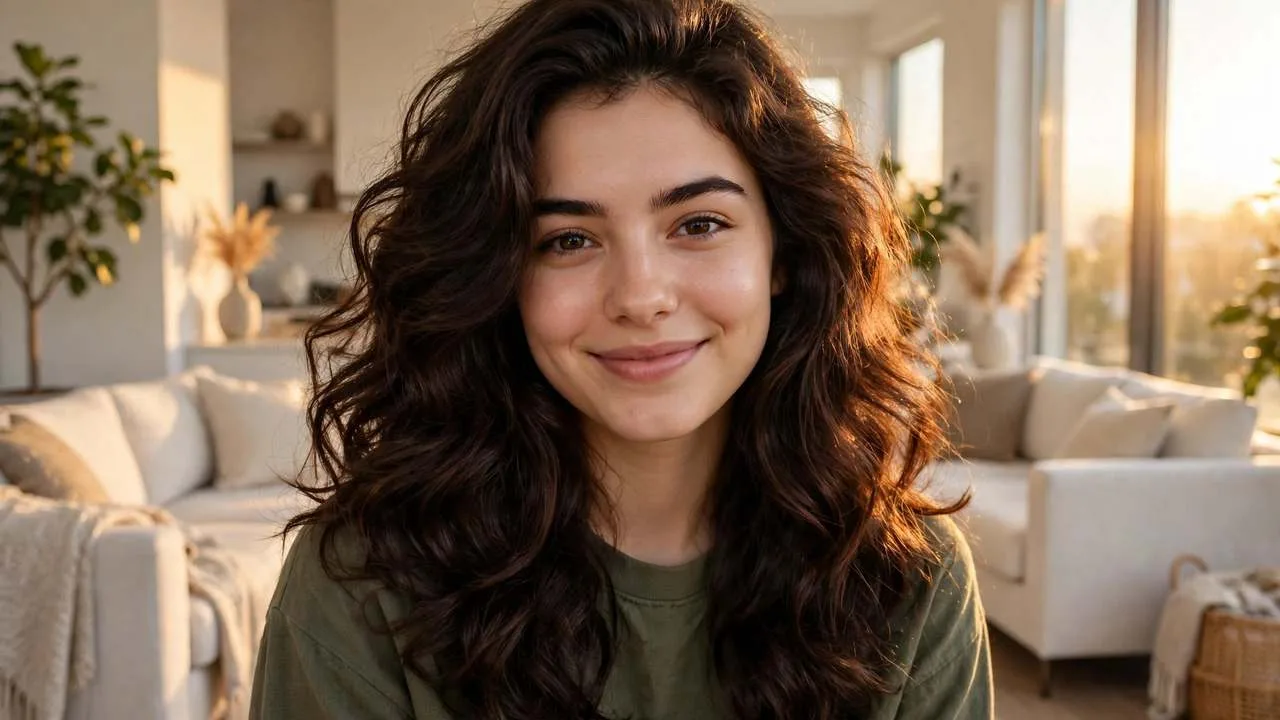 Woman with wavy brown hair illustrating a guide to hair loss causes and care