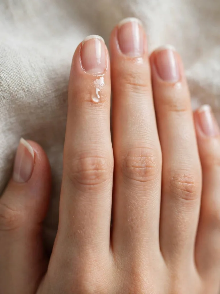 Cuticle care for French girl nails with oiled cuticles and a sheer finish