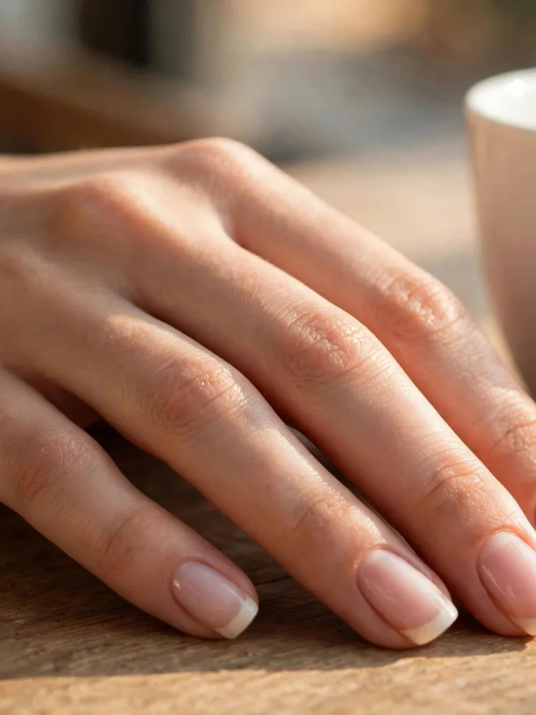 Milky nude French nails with a translucent base and creamy tip