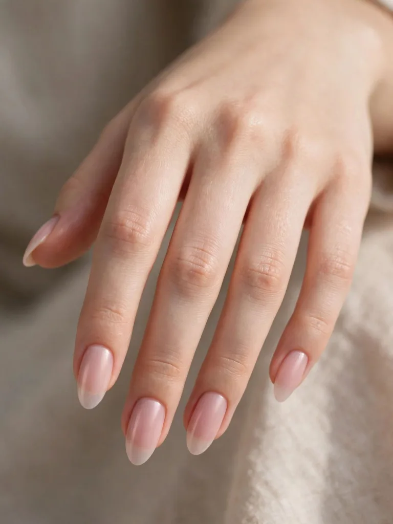 Satin finish translucent rose nails
