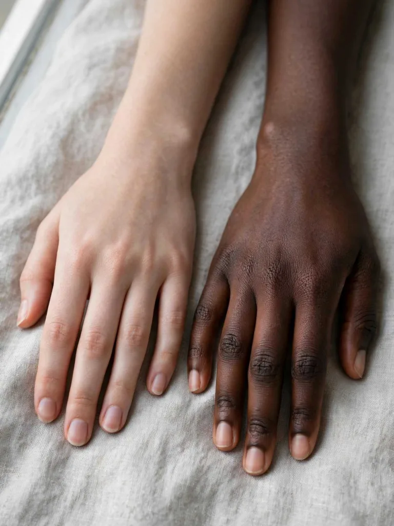 Undertone versus skin depth explained: two hands with different depths side by side