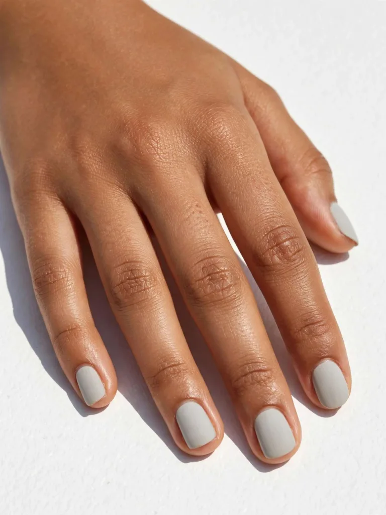 Nail color mistake: chalky pale nude polish that washes out against medium skin