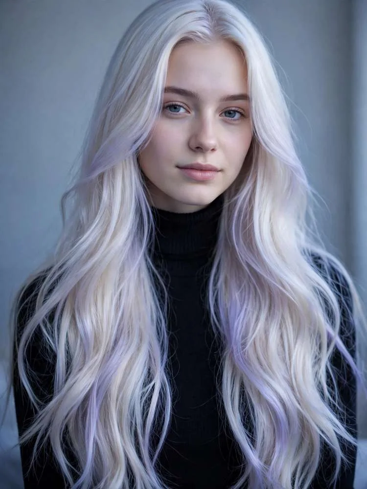 Icy Platinum blonde shade, winter hair color idea 1