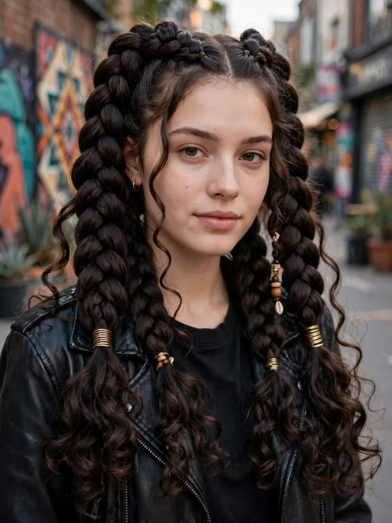 Thick jumbo boho braids with loose curls at the ends