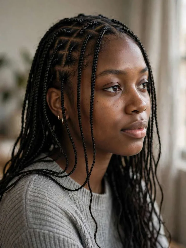 Micro box braids in fine delicate sections