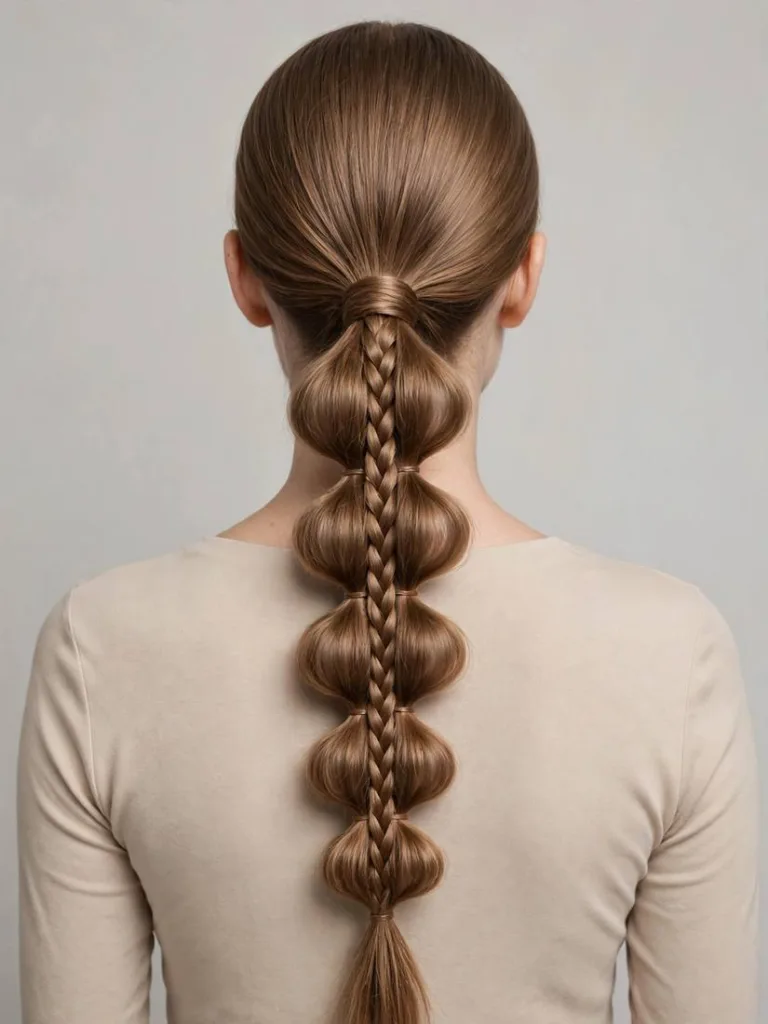 Woman with bubble Braid With a Mini Braid Inside bubble braid hairstyle