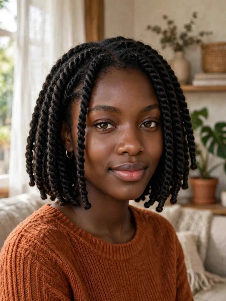 Twist bob braids in two-strand Senegalese twists