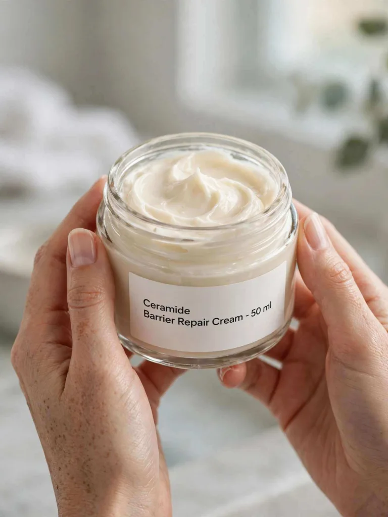 Rich ceramide moisturizer jar for skin cycling recovery nights